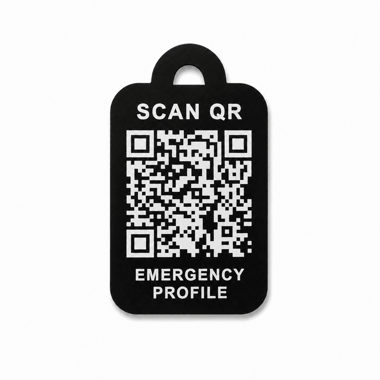 Black Anodised Aluminium QR Tag Front